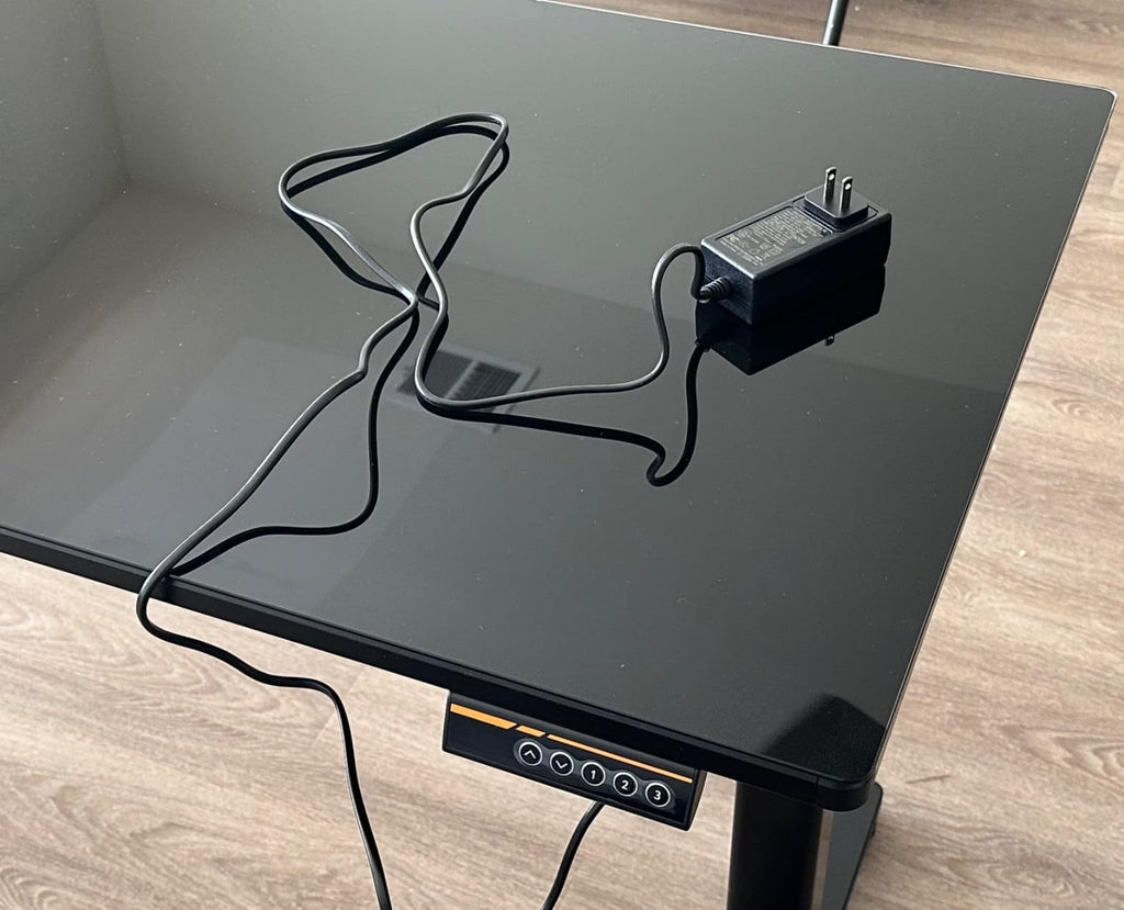 Claiks Glass Standing Desk, Electric Standing Desk Adjustable Height, 48 Inch Adjustable Stand Up Desk, Quick Install Home Office Computer Desk, Black