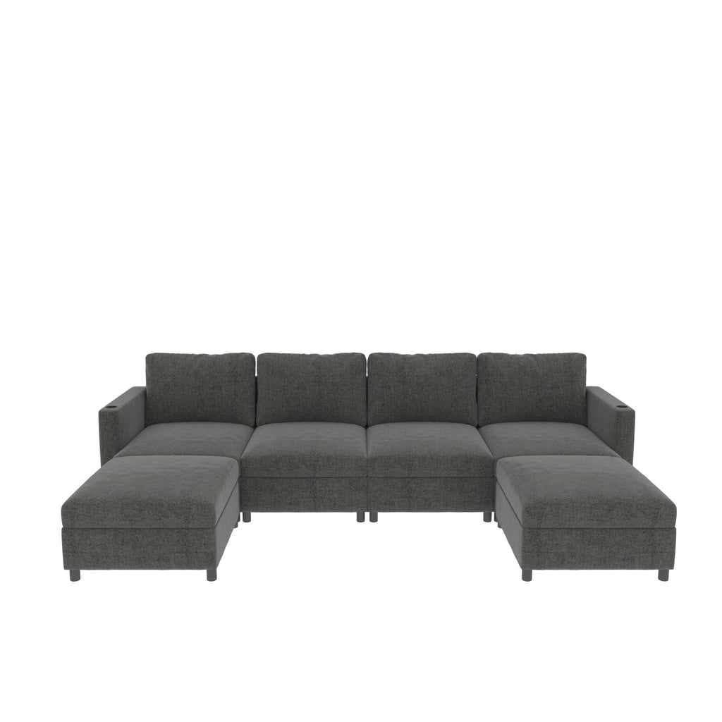 Modern Large Sectional Sofa, U-Shape Modular Sectional Couch with Storage Function,123' Sofa Bed with Ottoman,6 Seat Sectionals Chaise for Living Room,Chenille