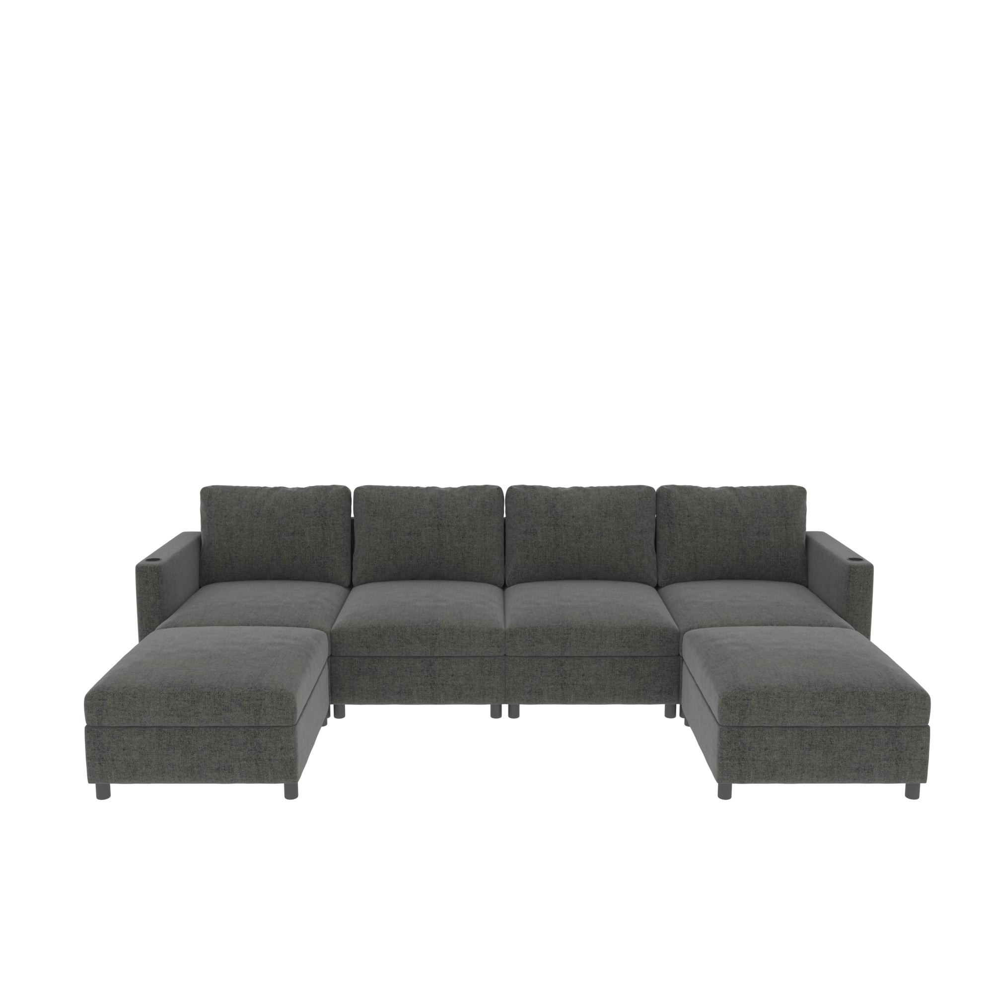 Modern Large Sectional Sofa, U-Shape Modular Sectional Couch with Storage Function,123' Sofa Bed with Ottoman,6 Seat Sectionals Chaise for Living Room,Chenille