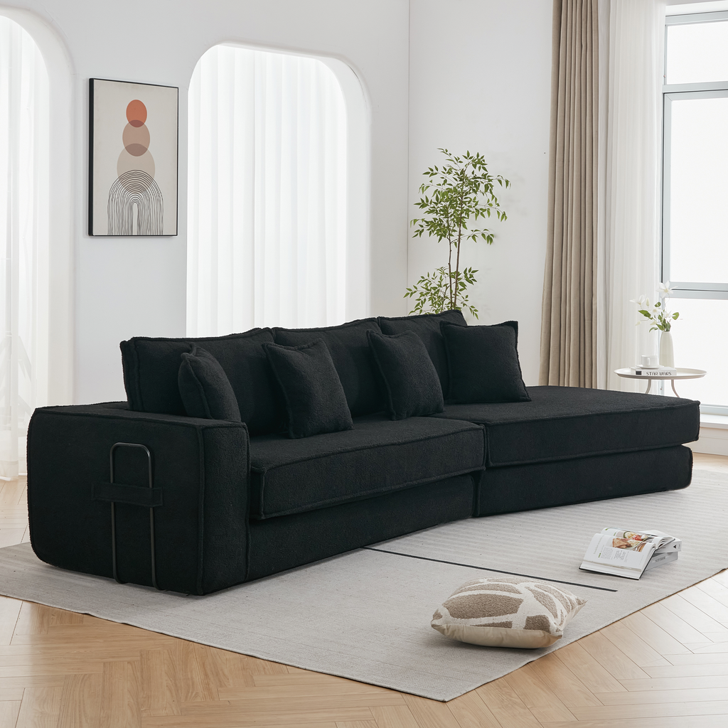 [NEW ARRIVED] [VIDEO PROVIDED]  Folding Convertible Out Sleeper Sofa Bed,2-in-1,  Combination Convertible Sofa,3 seat, Upholstered,Fold Out Floor Gaming Sofa Bed , Lamb Velvet Fabric,Living Room,Black