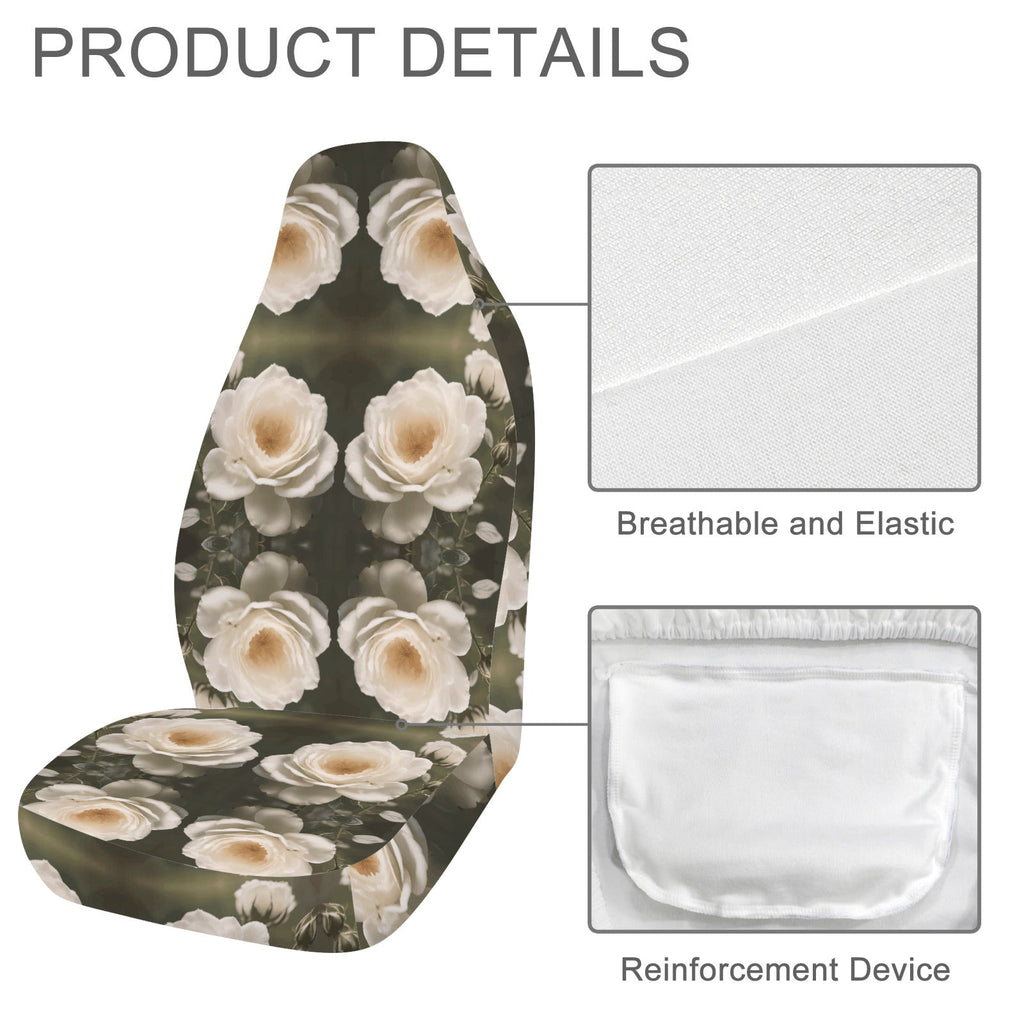 White Roses Car Seat Covers (Set of 2) | Ships from USA