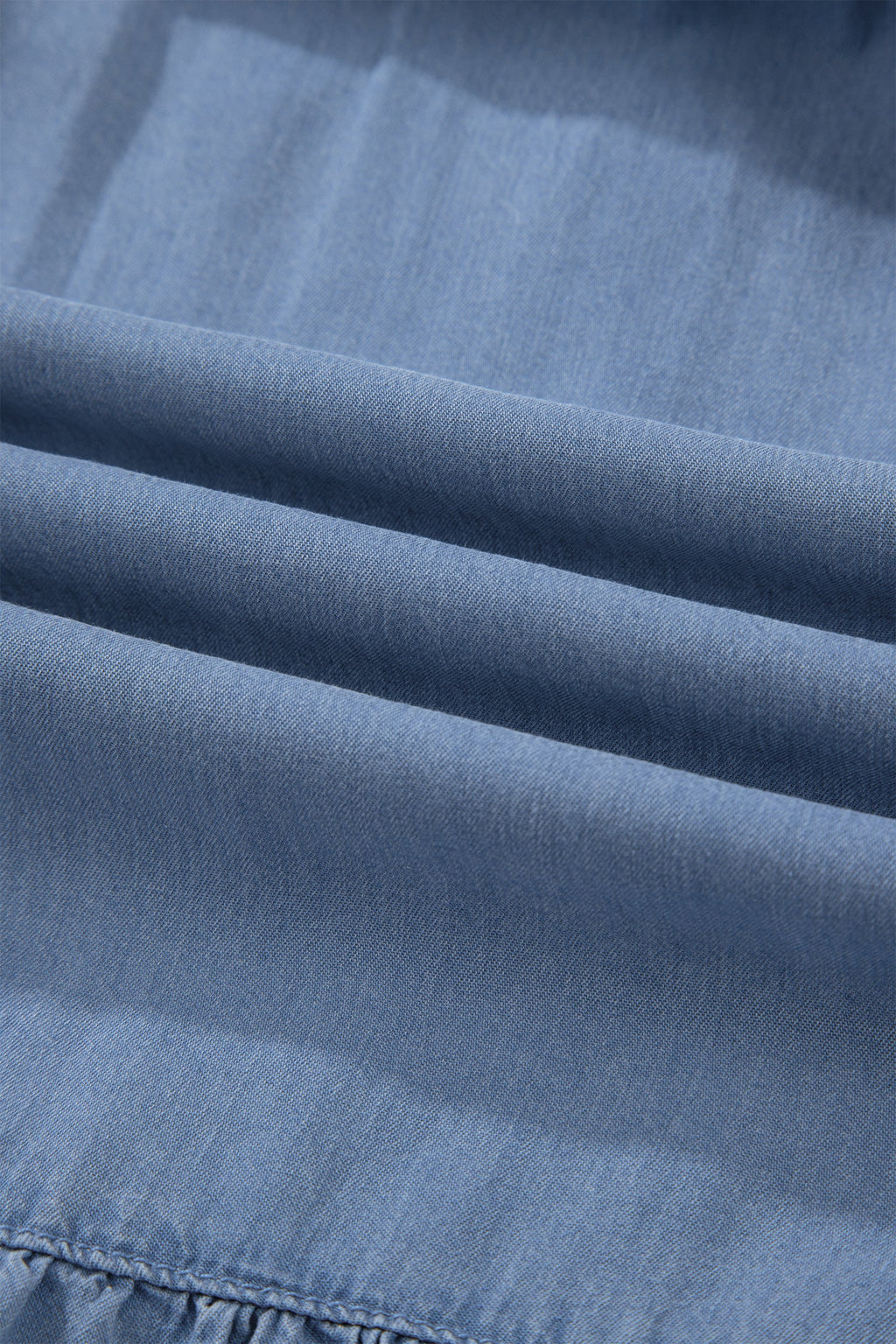 Denim Ruffle Tiered Flared Maxi Skirt