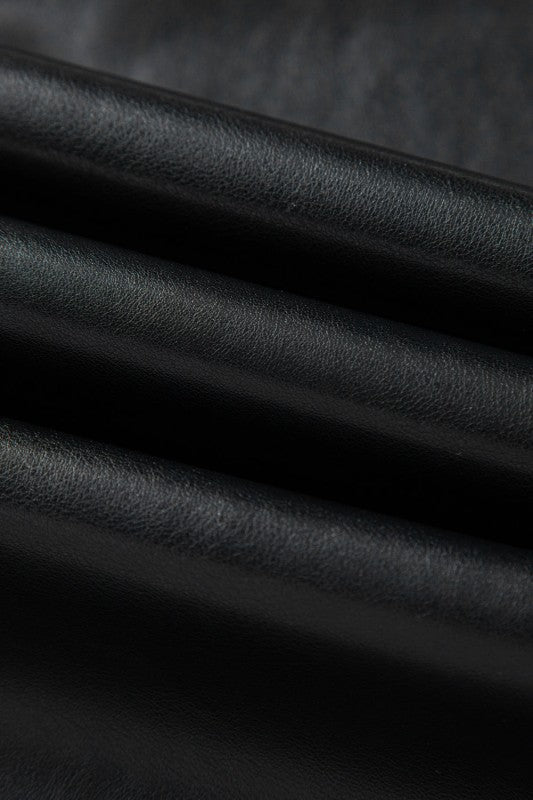 Solid Faux Leather Side Slit Maxi Skirt