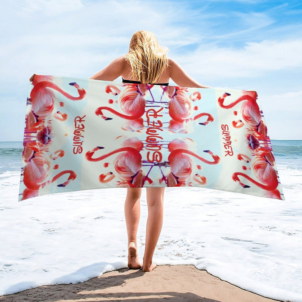 Pink Flamingos Summer Design Beach or Bath Towel - 61.4" x 30.3"