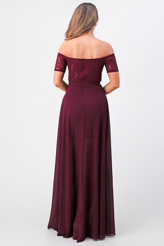 Off the shoulder sequin lace dress