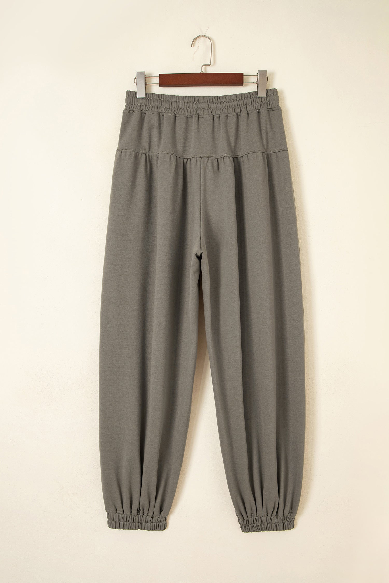 Solid Drawstring Elastic Waist Wide Leg Pants