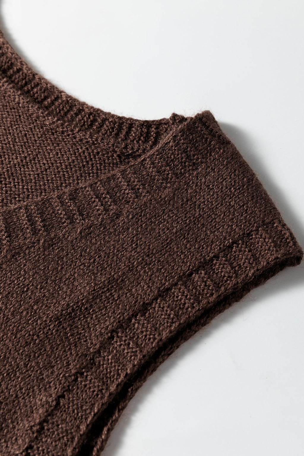 Solid Ribbed Trim Deep V-Neck Sleeveless Tunic Sweater