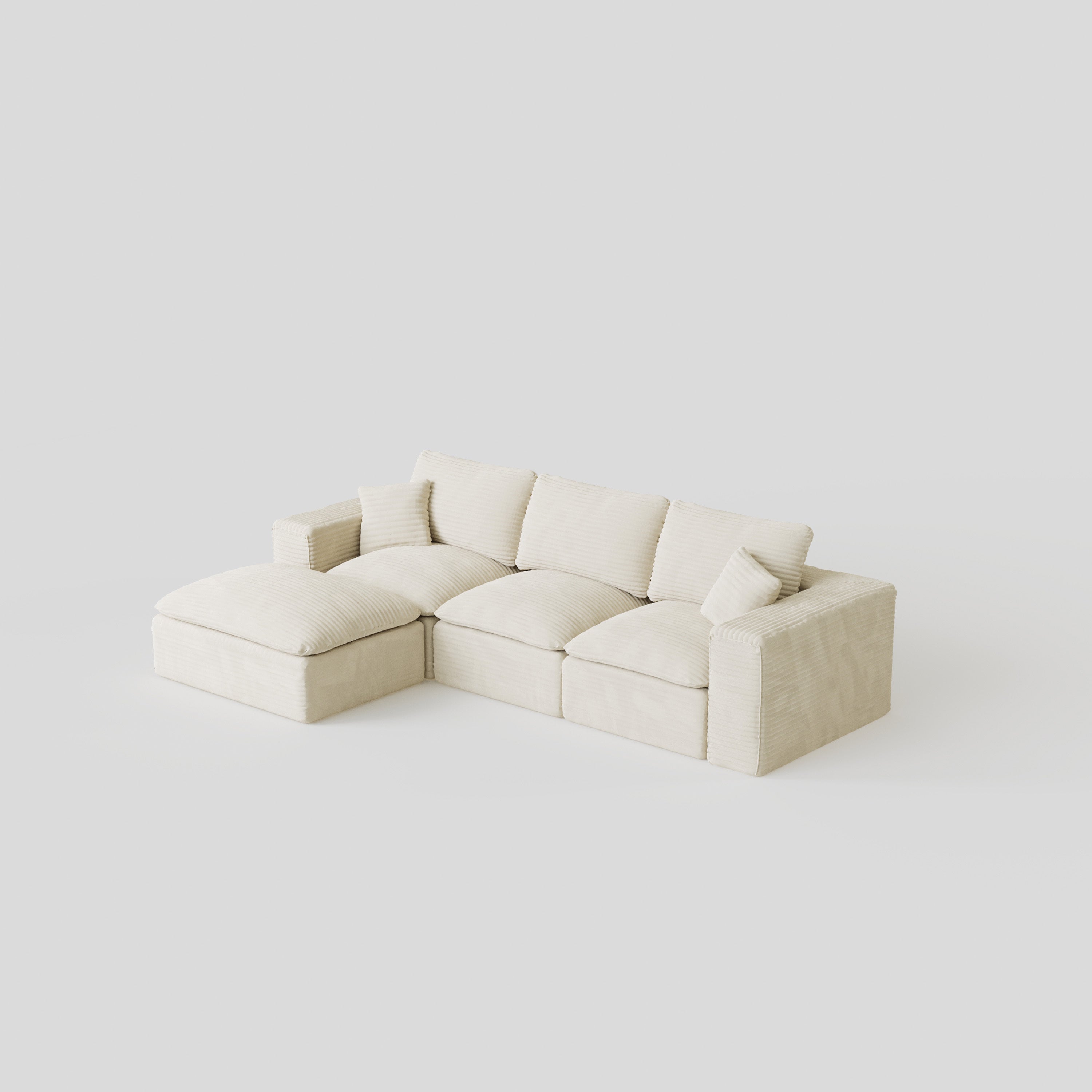 108' Cloud Sectional Couch with L-Shape Chaise, Left-right interchangeable,Modern Modular Sofa with Deep Seat, Upholstered Couches for Living Room Bedroom,No Assembly Required, Soft Plush Corduroy Fab
