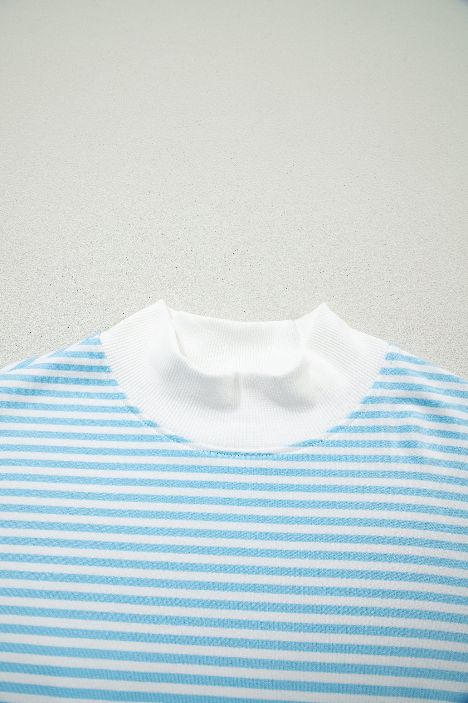 Stripe Oversized Mock Neck Sweatshirt & Shorts Set