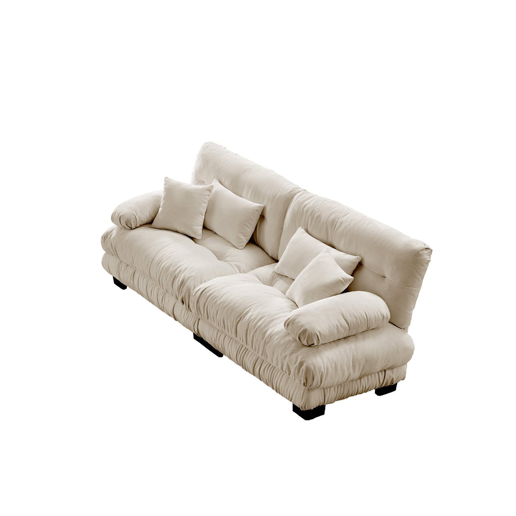Cloud Couch 2 Seater Sofa for Living Room, Chenille 2 - Seat sofa with 2 Lumbar pillows and 2 throw pillows,Chenille Light coffee