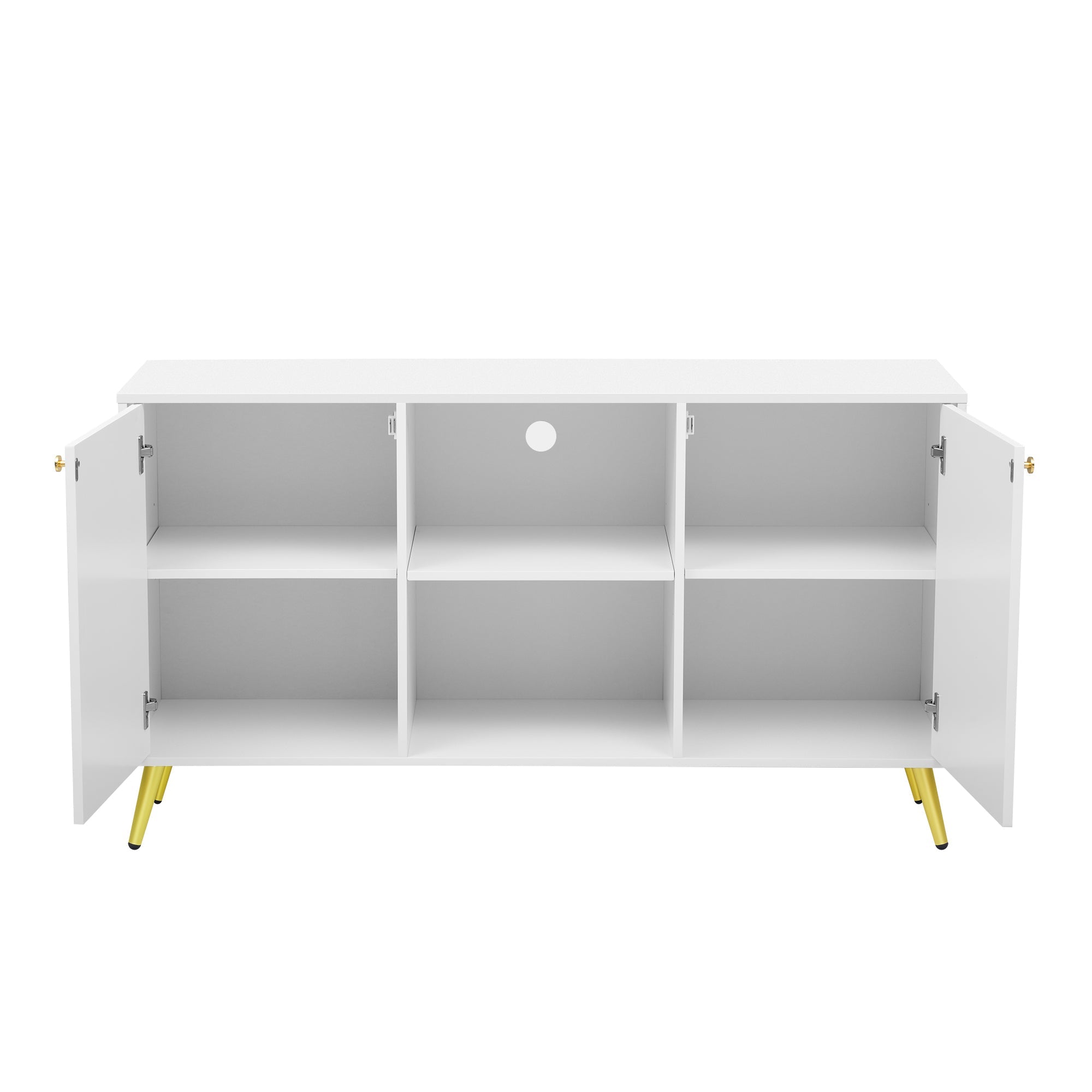 U-Can Modern TV Stand for TVs up to 55 Inches, Entertainment Center Media Console,Adjustable Shelf, Metal Legs, Handles and Anti-tip Device for Living room