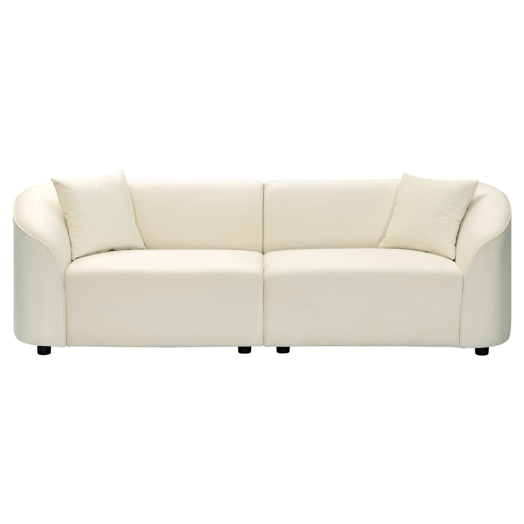 87' Curved Contemporary Sofa in Off-White: Plush Seating, Streamlined Design, and Durable Frame – Ideal for Stylish Living Spaces