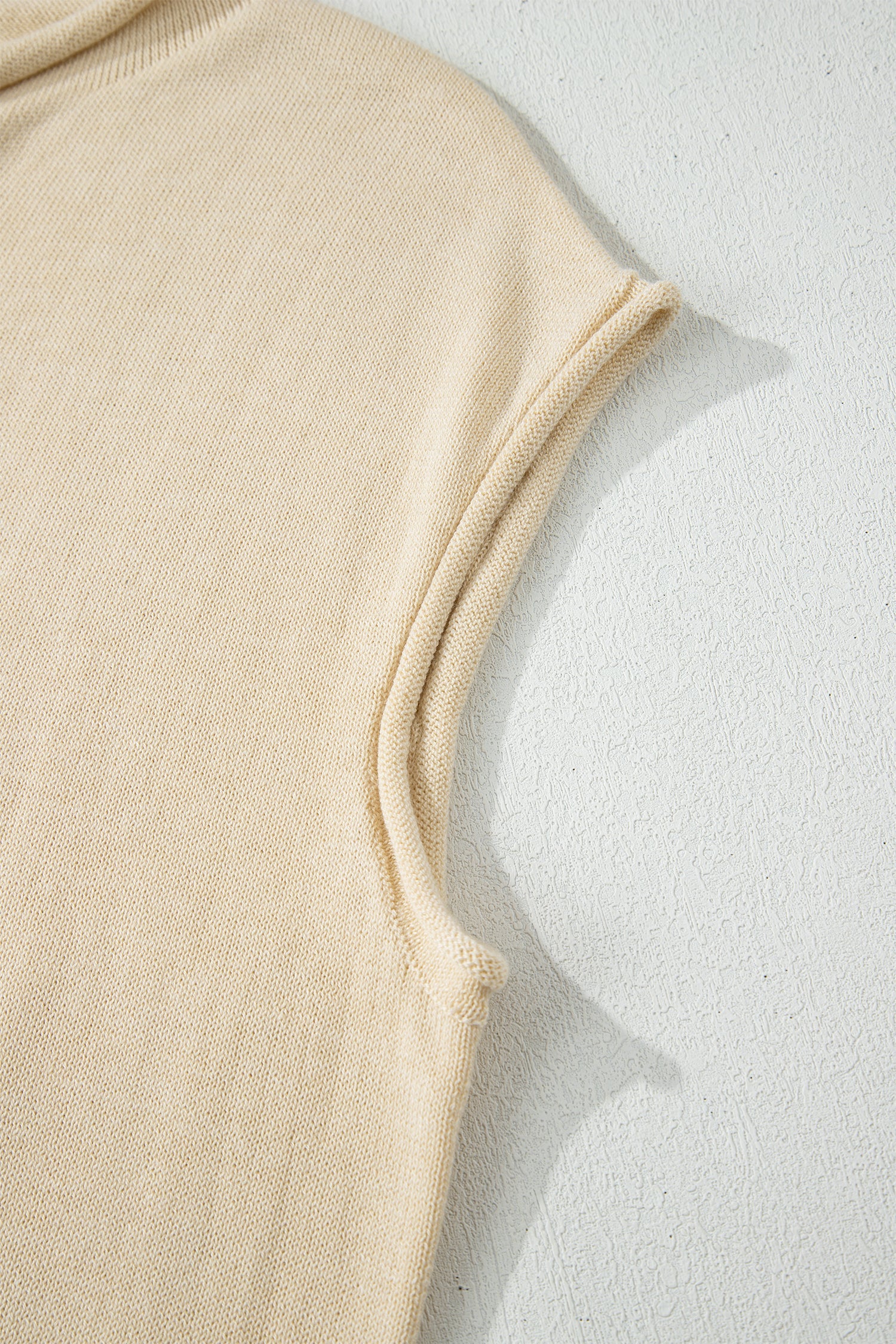 Solid Button-Front Rolled Hem Sweater Top