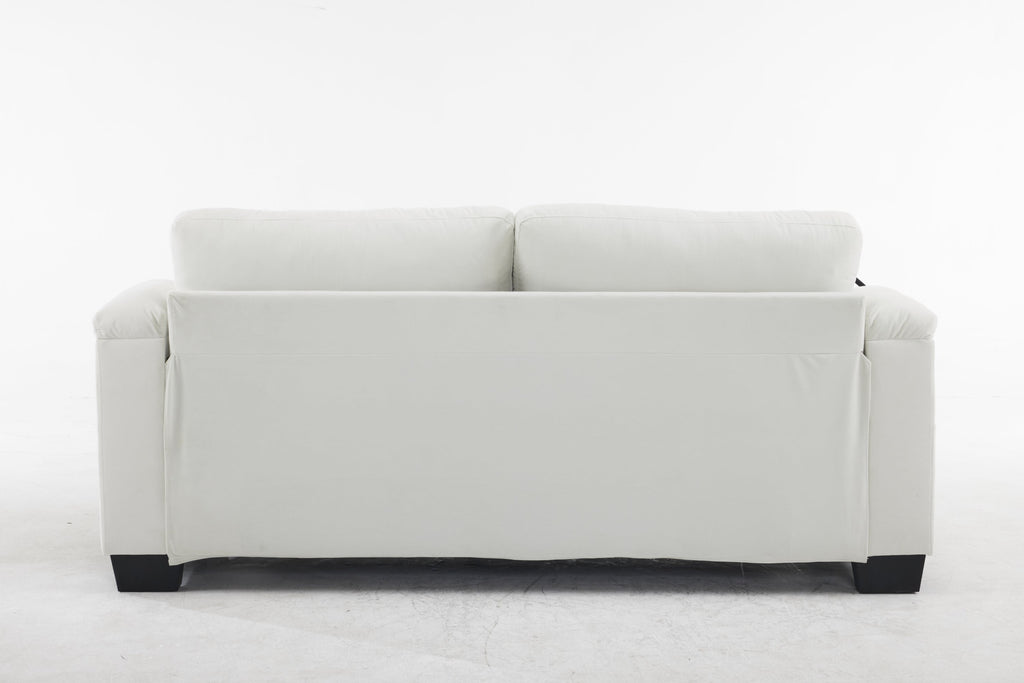 Pull-out sofa bed, chenille material, pull-out queen sofa bed, with USB charging, mobile phone holder, memory sofa, removable and washable cushions, suitable for living room, bedroom, apartment, white