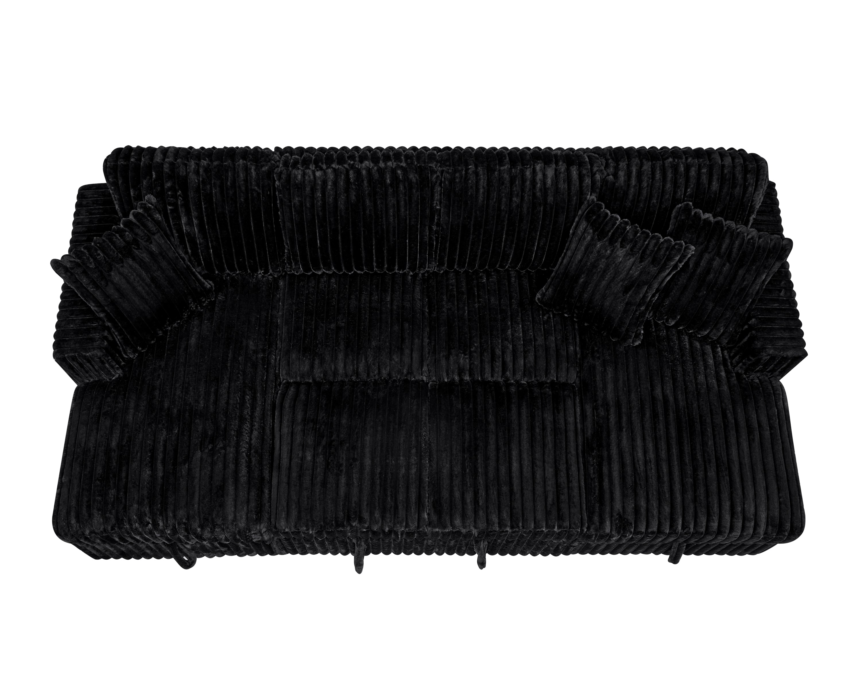 U Shaped Sleeper Sofa, 122 inch Overisze - 2 in 1 Pull Out Bed, Sectional Sleeper Sofa with Double Storage Chaise for Living Room, Rabbit plush Corduroy Fabric Couch, Black