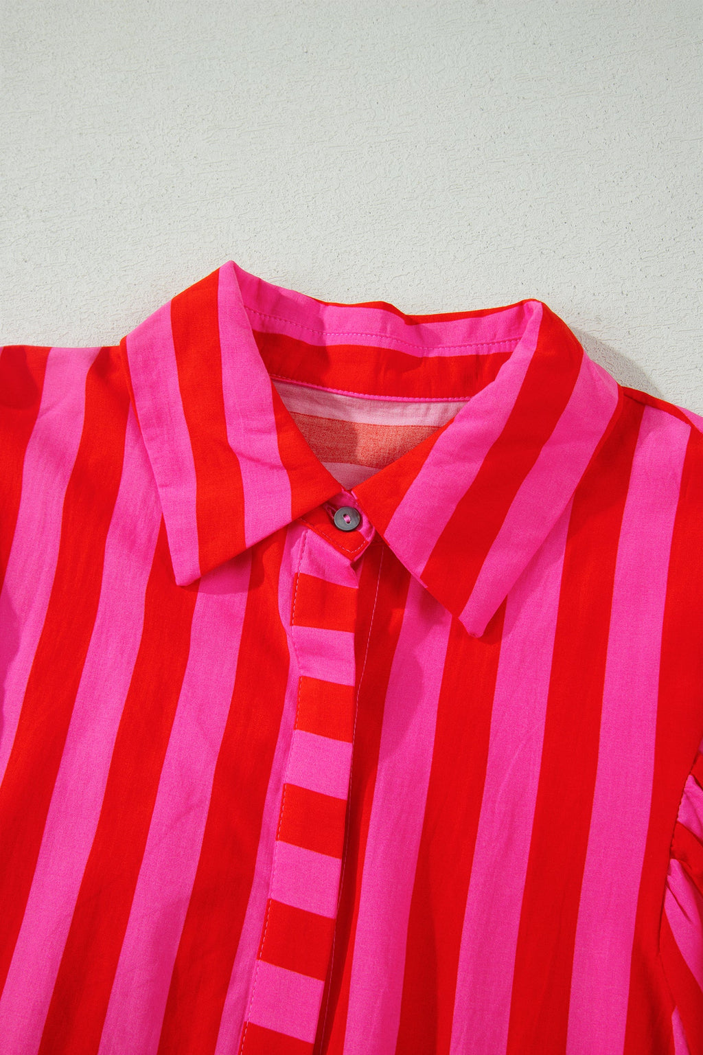 Stripe Tie Puff Sleeve Button Down Shirt