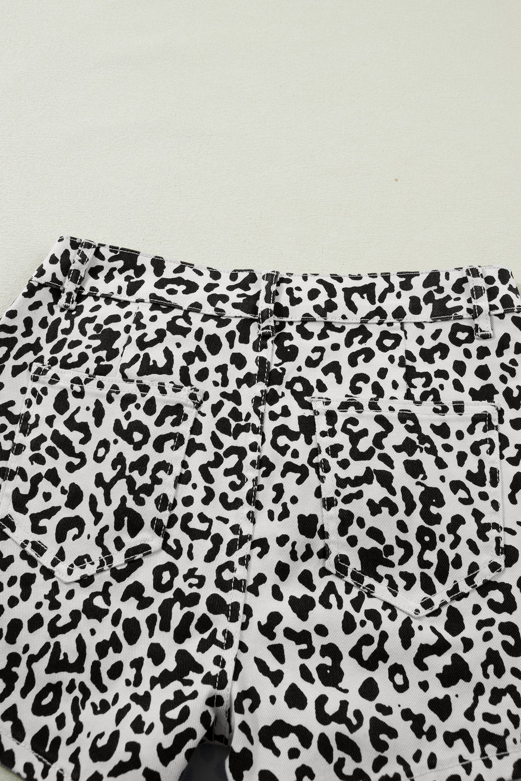 Leopard Denim Buttoned Overlap Shorts
