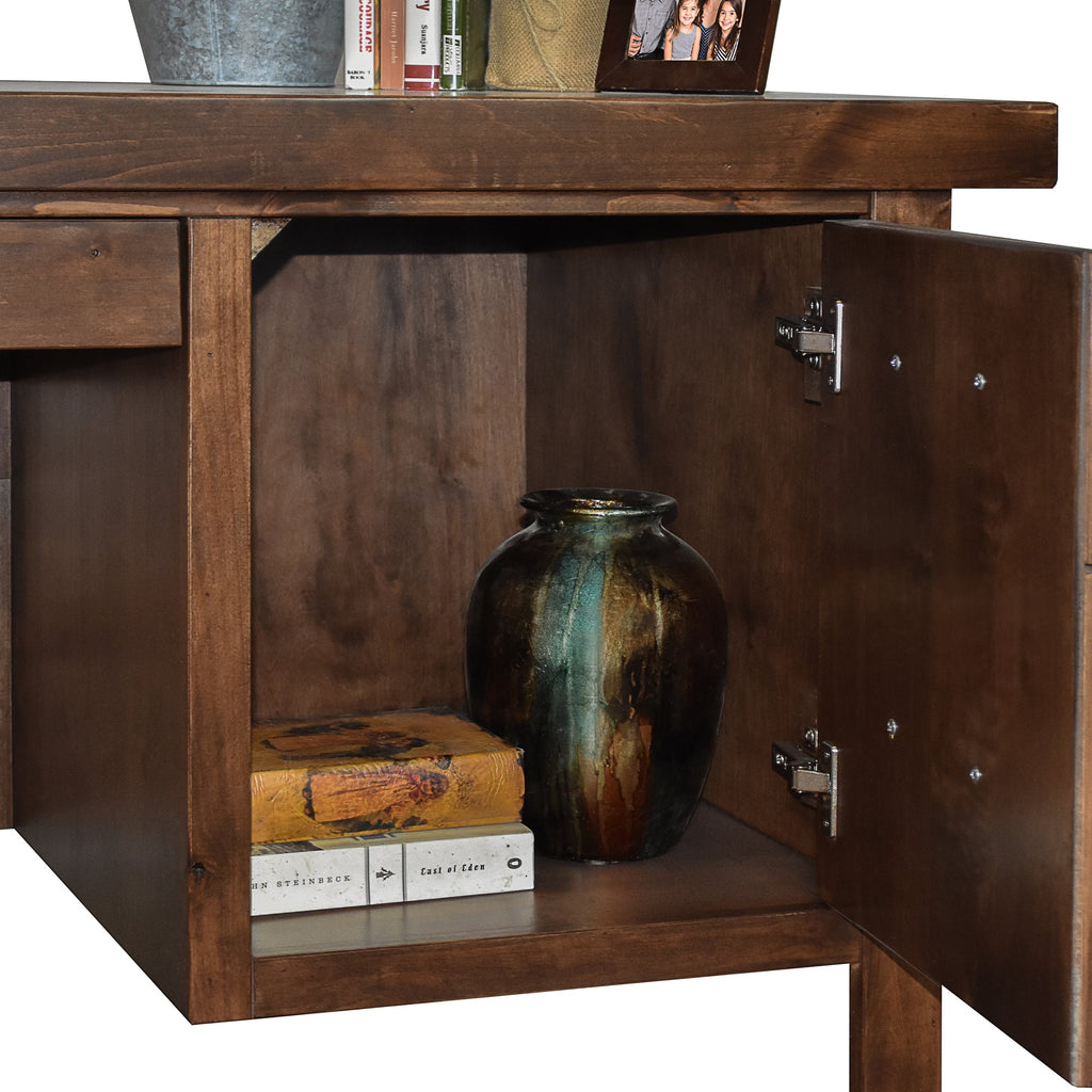 71 inch Executive Desk, No Assembly Required, Whiskey Finish