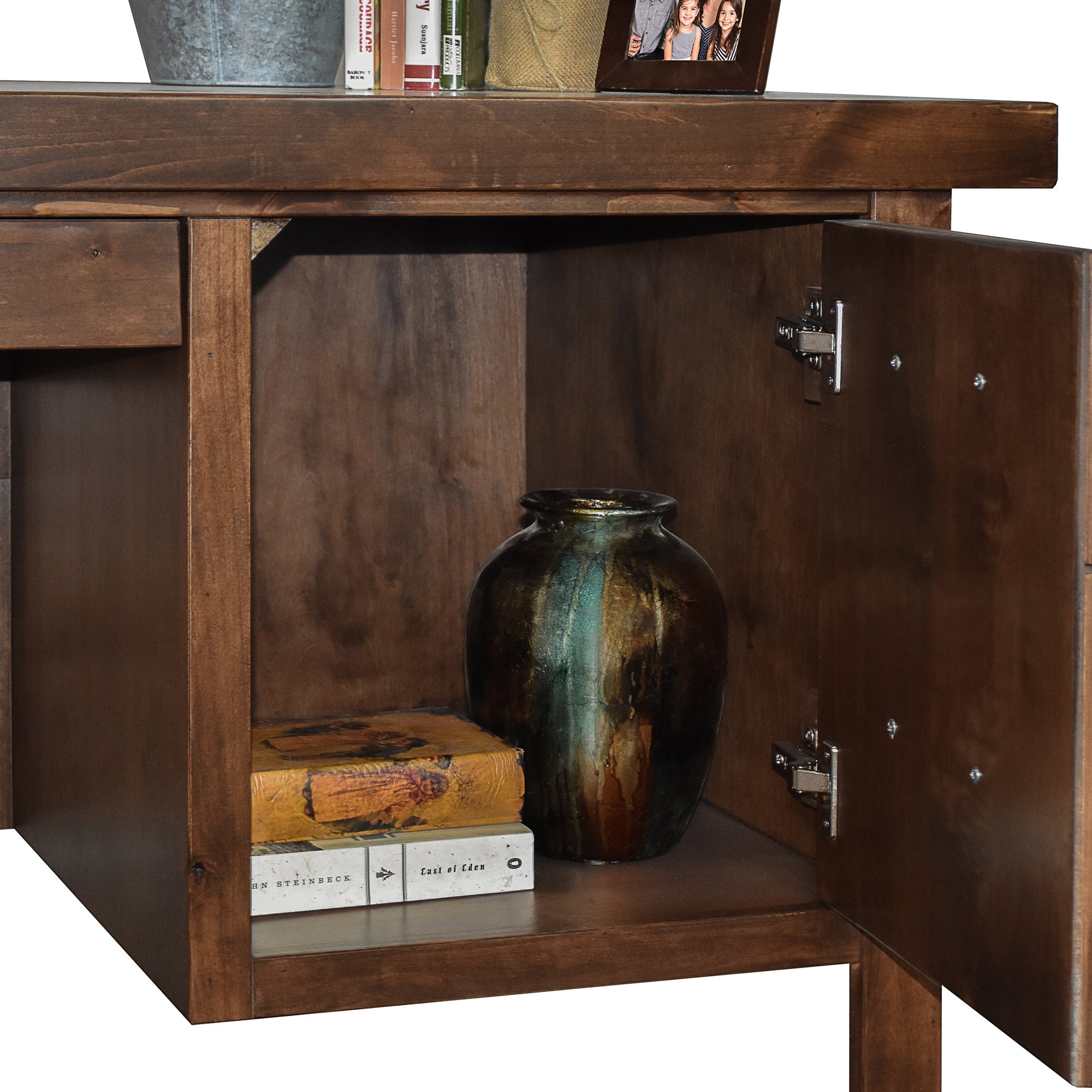 71 inch Executive Desk, No Assembly Required, Whiskey Finish