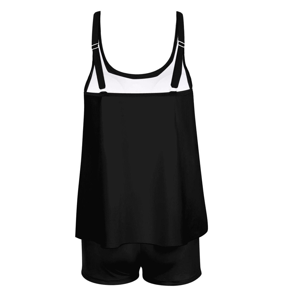 Women's Cute Black Puppy with Yellow Sunflower 2-piece Swimsuit with Straps(Made in USA)