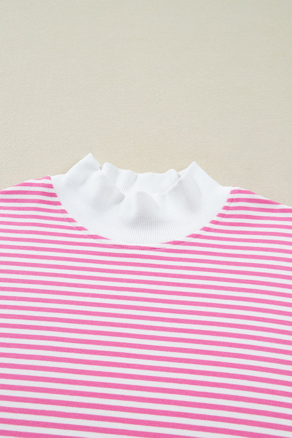 Stripe Oversize Mock Neck Sweatshirt & Shorts Set