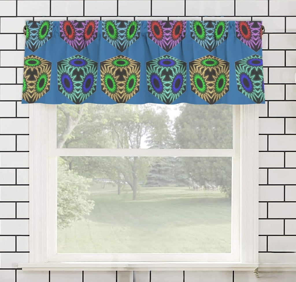 Colorful Cubes Blue Window Curtains - 5 Sizes Available