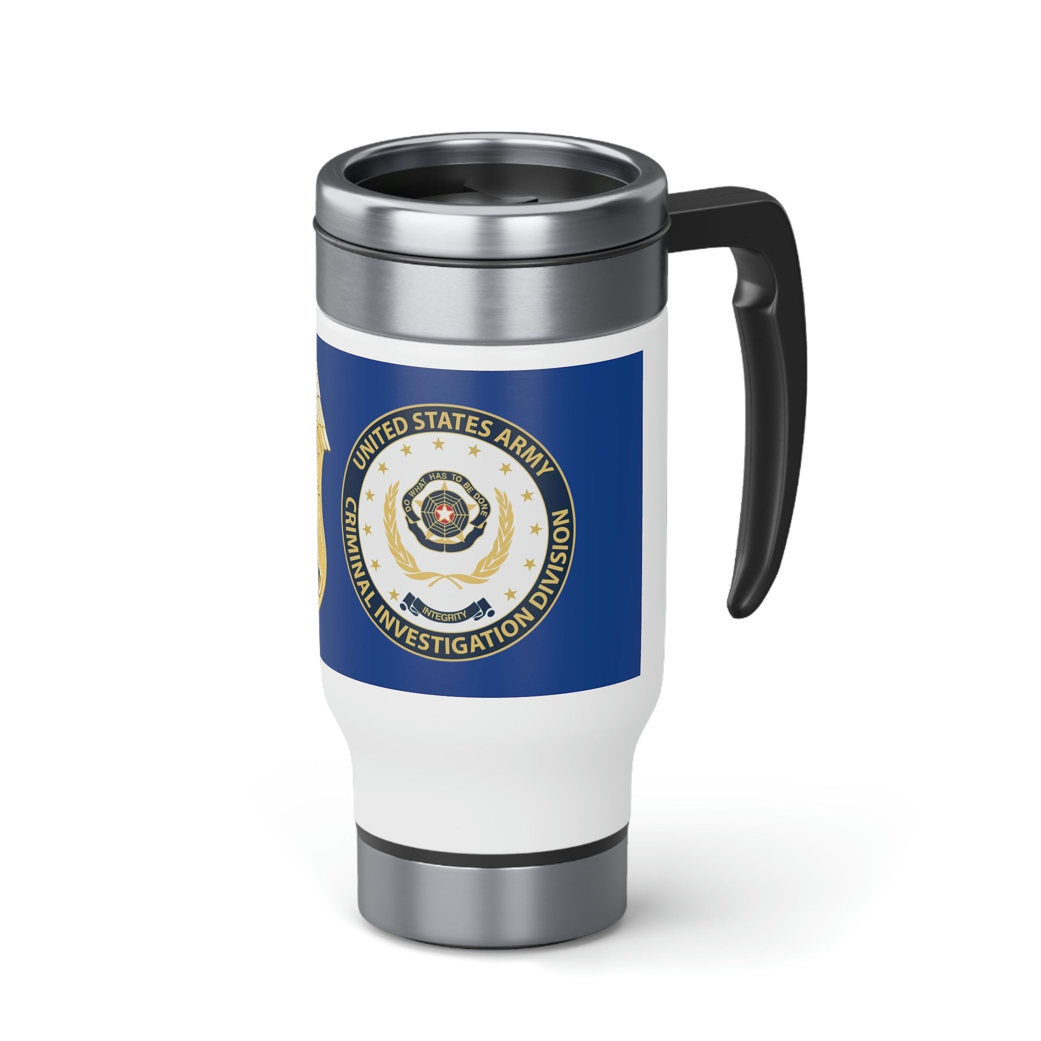 Army CID Badge and Seal - Stainless Steel Travel Mug with Handle, 14oz