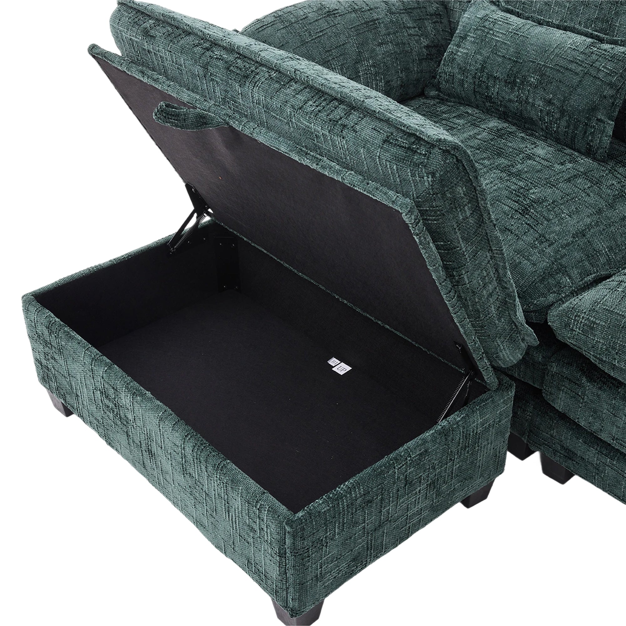 UNITED WE WIN 112' Oversized Sectional Sofa Cloud Couch for Living Room, Modern Chenille L Shaped Couch, Comfy Boucle Modular Sofa Sleeper with Movable Storage Ottoman, Phone Holder, USB Charging Port