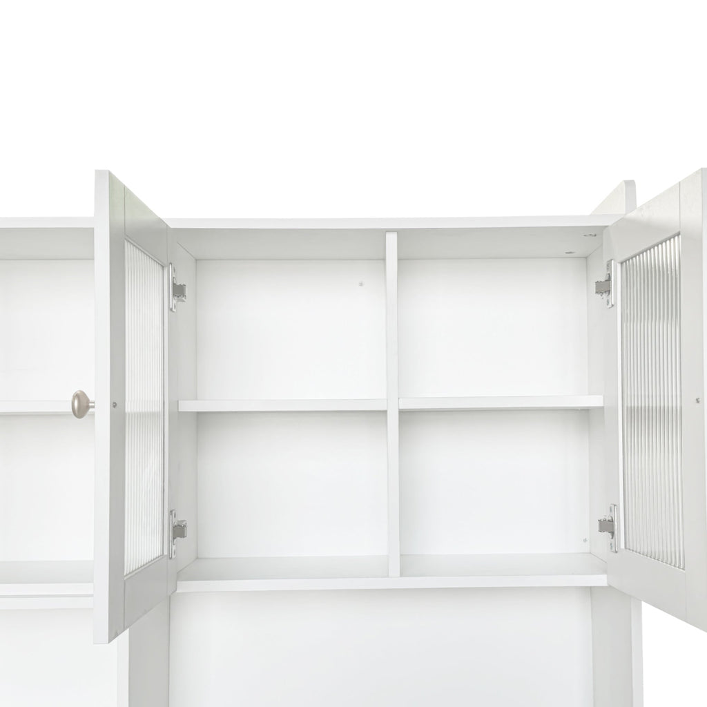 Computer Desk with glass door for Home Office or Study desk,  Bookshelf & Hutch, Computer Desk with 90 Degree Rotating Desktop,Large Working Space