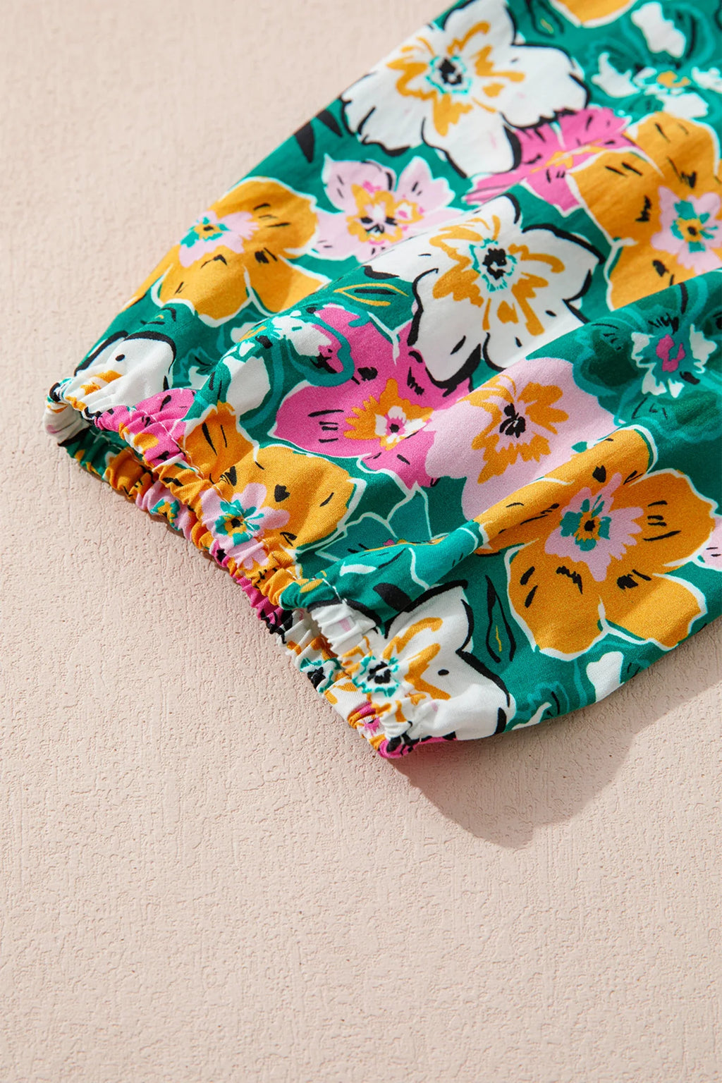 Floral Frilled V-Neck 3/4 Sleeve Blouse