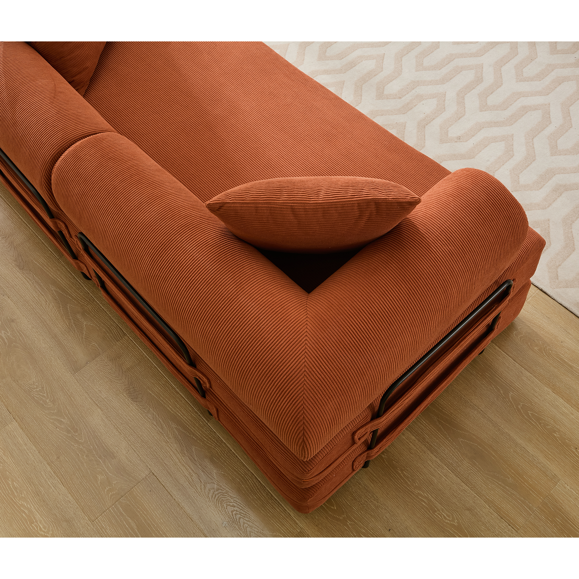 [NEW ARRIVED] [VIDEO PROVIDED] 78.5' Folding Convertible Out Sleeper Sofa Bed,4-in-1 DIY Combination Convertible Sofa, 3 seat, Folding Sleeper Sofa, King Size , Bedroom,Apartment,Corduroy,Orange