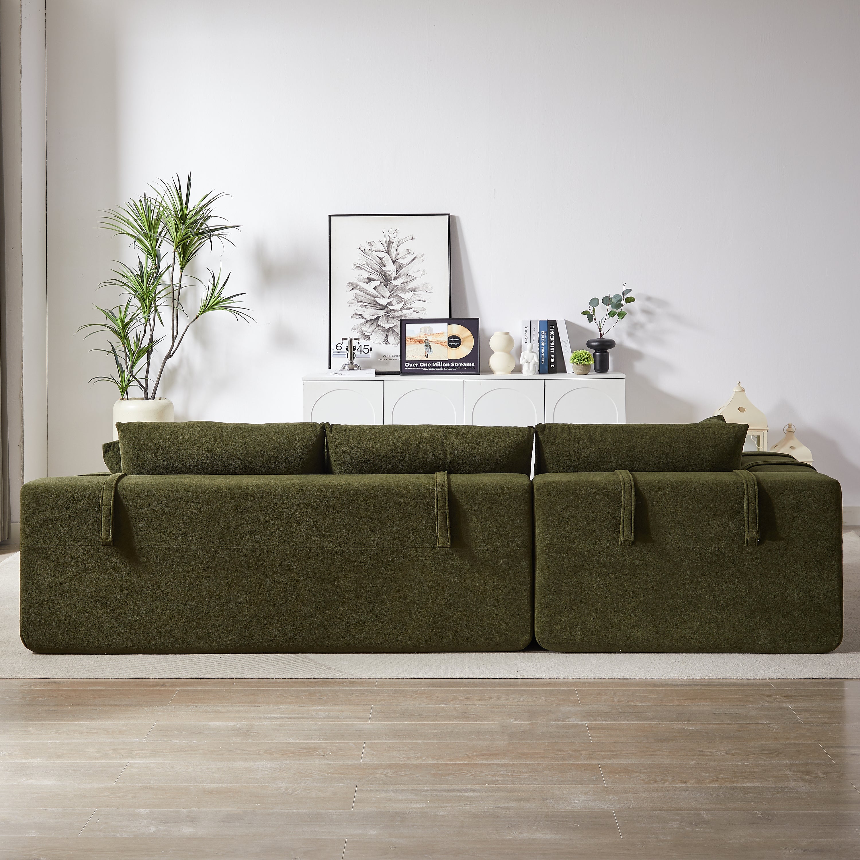 Modern Chenille Upholstered Sectional Sofa Couch Set,Modular 108' L Shaped Sectional Living Room Sofa Set With 6 Pillows,Free Combination Sofa Couch for Living Room,Bedroom(Left Chaise)