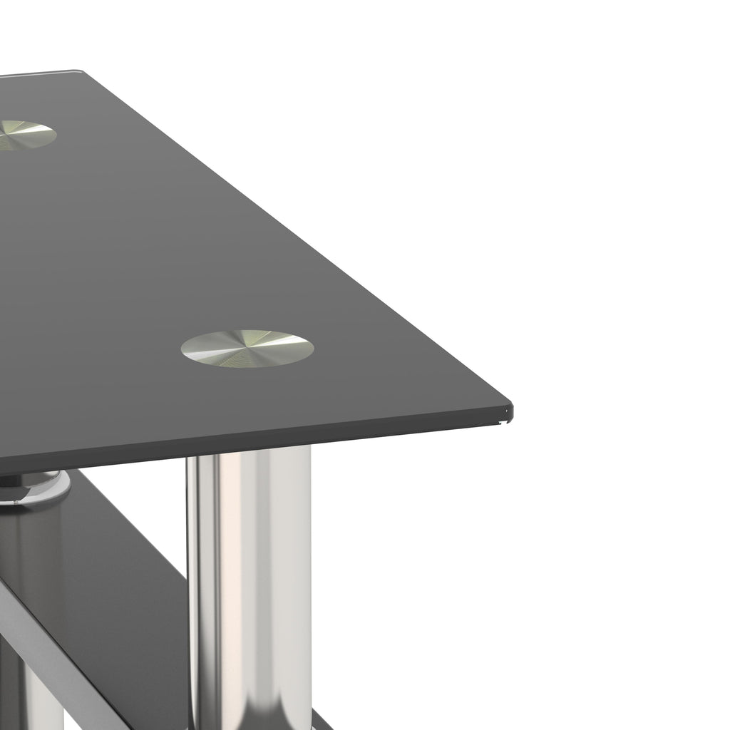 Modern Tempered Glass Tea Table Coffee Table End Table, Black, Square, 1-Piece for Living Room