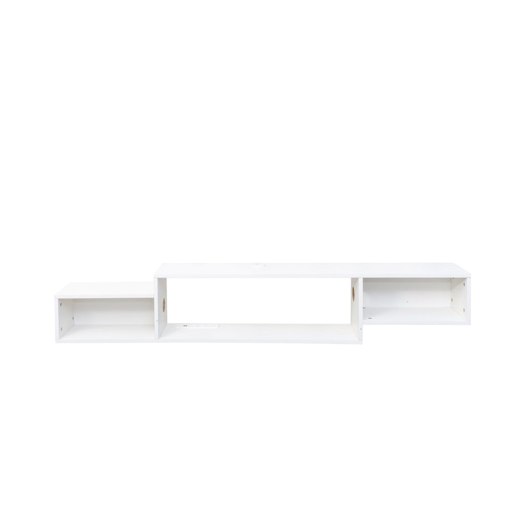 65.35in Wall Mounted Floating  TV Stand with 20 Color LEDs and Charging Station