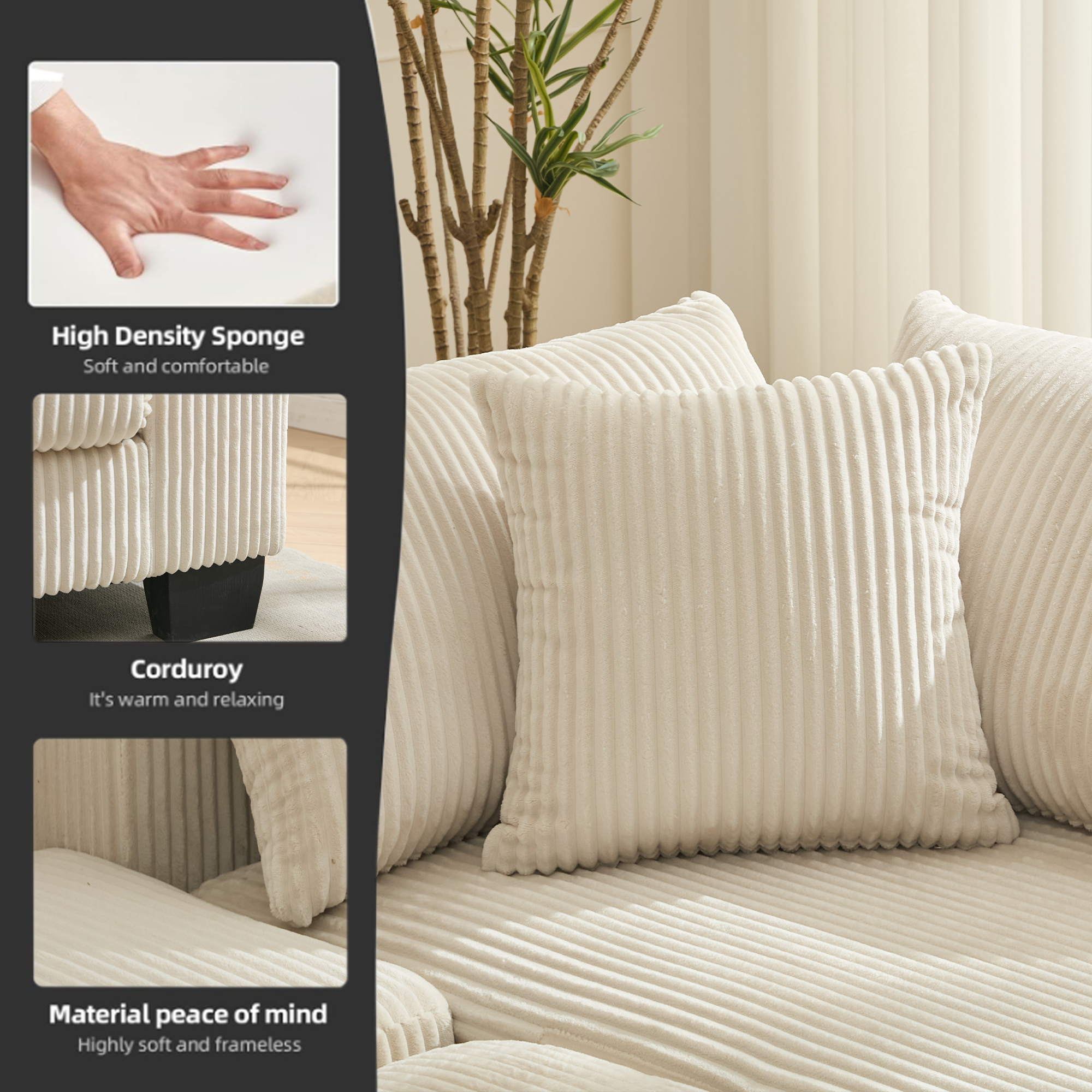 [NEW ARRIVED] [VIDEO PROVIDED] 114' Sleeper Sofa,U Shaped Sofa , Pull Out Bed,Convertible Oversize 2 in 1 Sleeper Sofa, Living Room,Upholstery Sofa Bed,Adjustable Sleeper Sofa,Corduroy,Beige