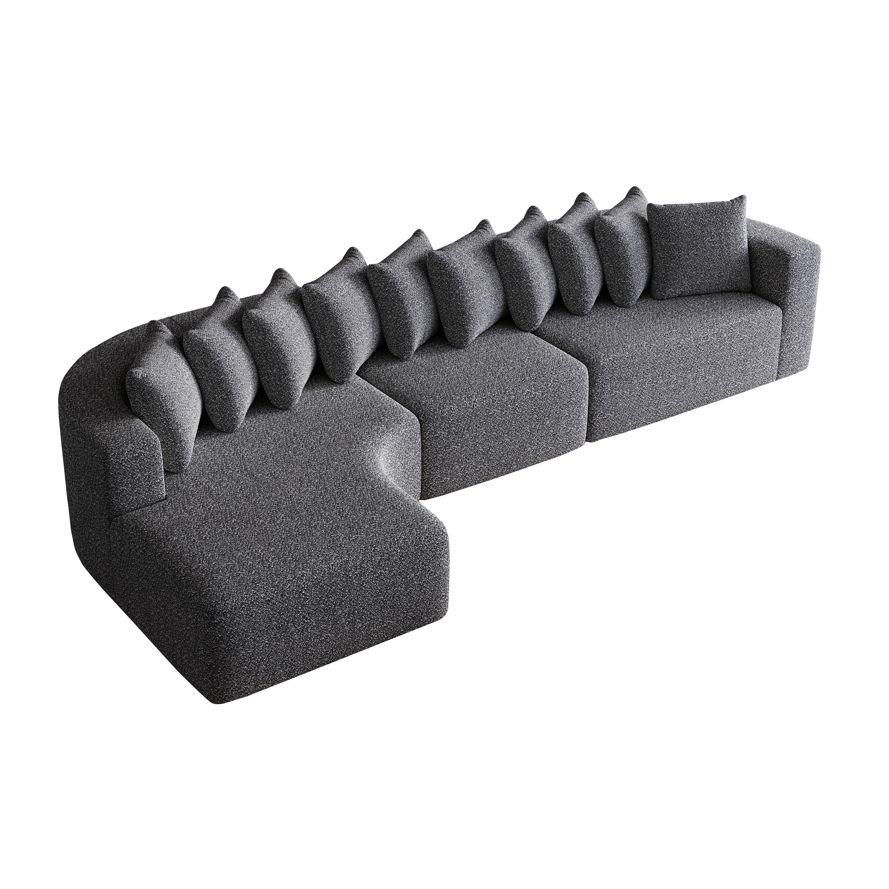 131.1-inch Chenille Sectional Sofa Set, Modern Cloud-Shaped Curved Sofa, Includes 10 Pillows, Living Room Fabric Corner Sofa, L-Shaped Modular Sofa (Left Chaise)