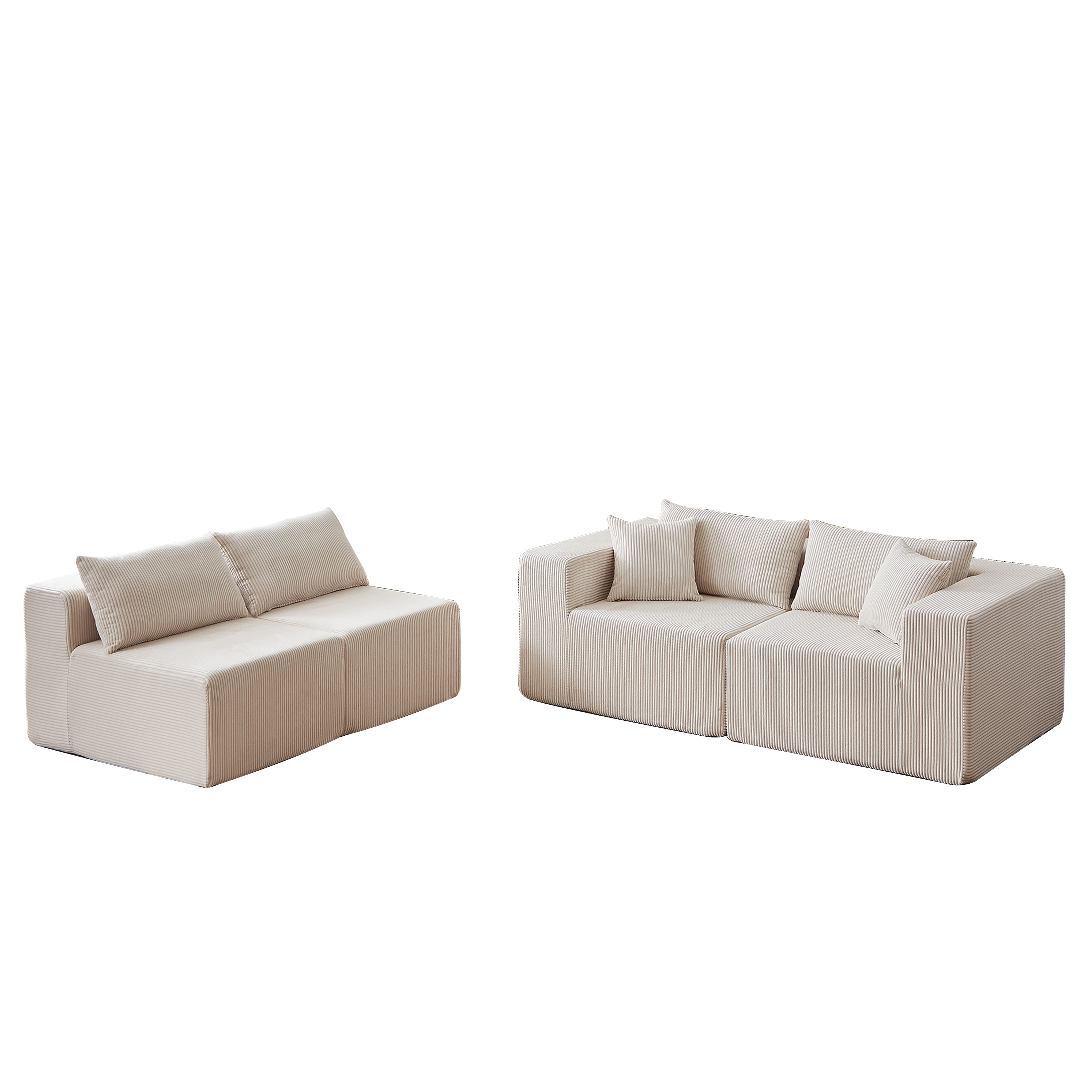 104-Inch Corduroy Modular L Shaped Sectional Sofa,Luxury Floor Couch Set,Upholstered Indoor Furniture,Foam-Filled Compressed Sofa for Living Room,Bedroom,4 PC Free Combination