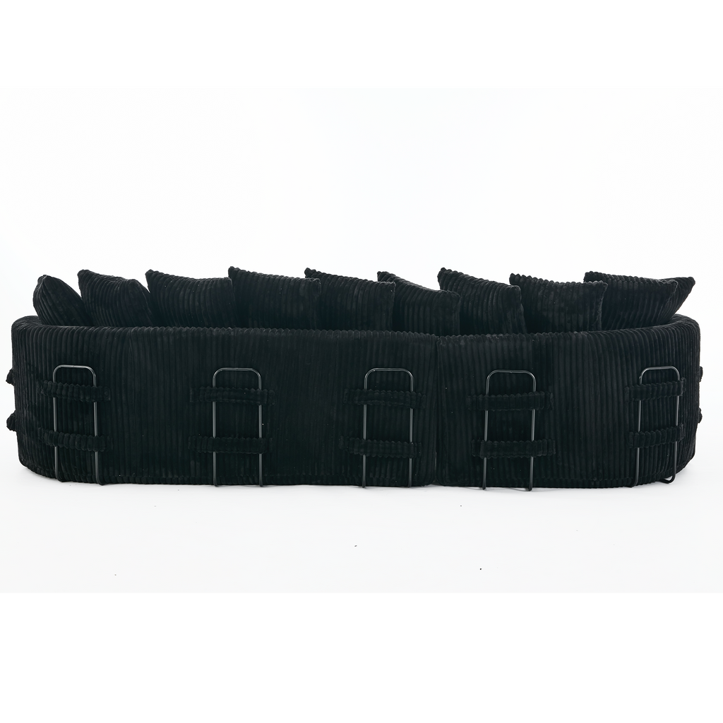 [NEW ARRIVED] [VIDEO PROVIDED]   127''  Large Sectional Sofa ,Elegant Curved Design ,High-Resilience Foam ,Ten Back Cushions,L-Shape Left Sofa,No Assembly  Required , (Black
-Soft Corduroy Fabric)