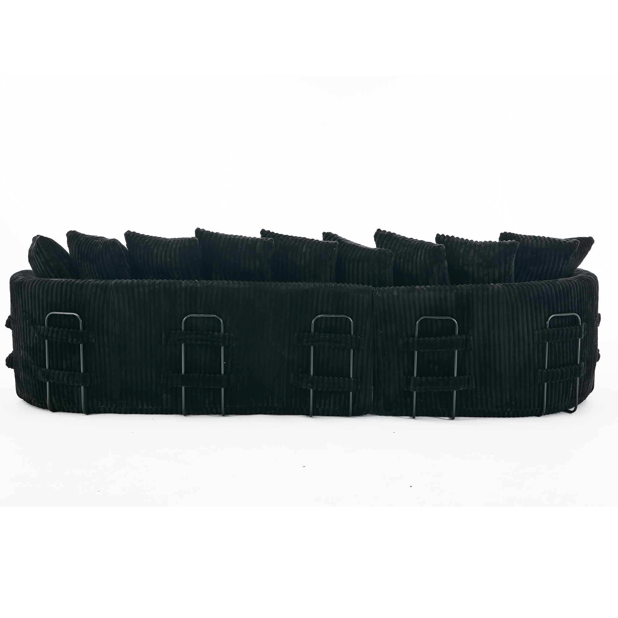 [NEW ARRIVED] [VIDEO PROVIDED]   127''  Large Sectional Sofa ,Elegant Curved Design ,High-Resilience Foam ,Ten Back Cushions,L-Shape Left Sofa,No Assembly  Required , (Black
-Soft Corduroy Fabric)