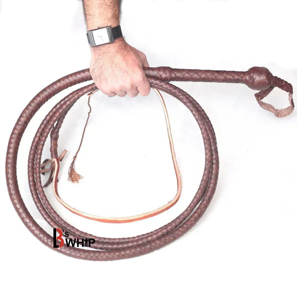Dark Brown Kangaroo Leather Bullwhip – 6 ft, 8 ft, 10 ft, 12 ft, 14 ft & 16 ft (Indiana Jones Style)