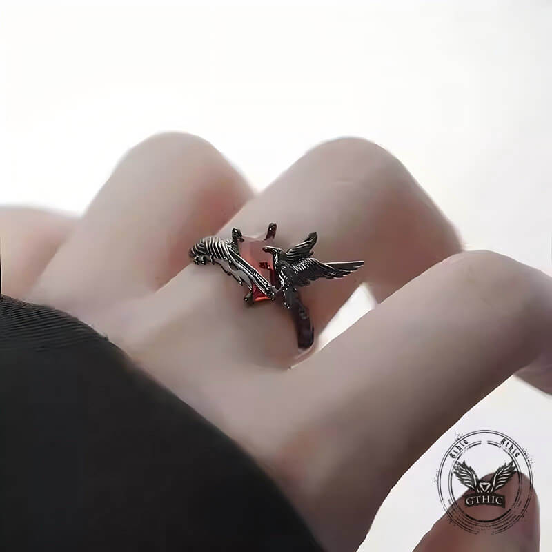 Dark Crow Sweet Cool Style Copper CZ Open Ring