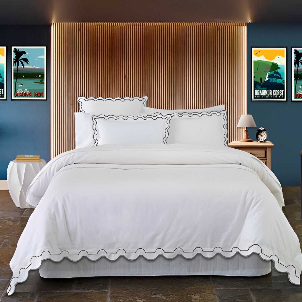 400TC Reverse U Shape Embroidery Cotton Duvet Cover Set