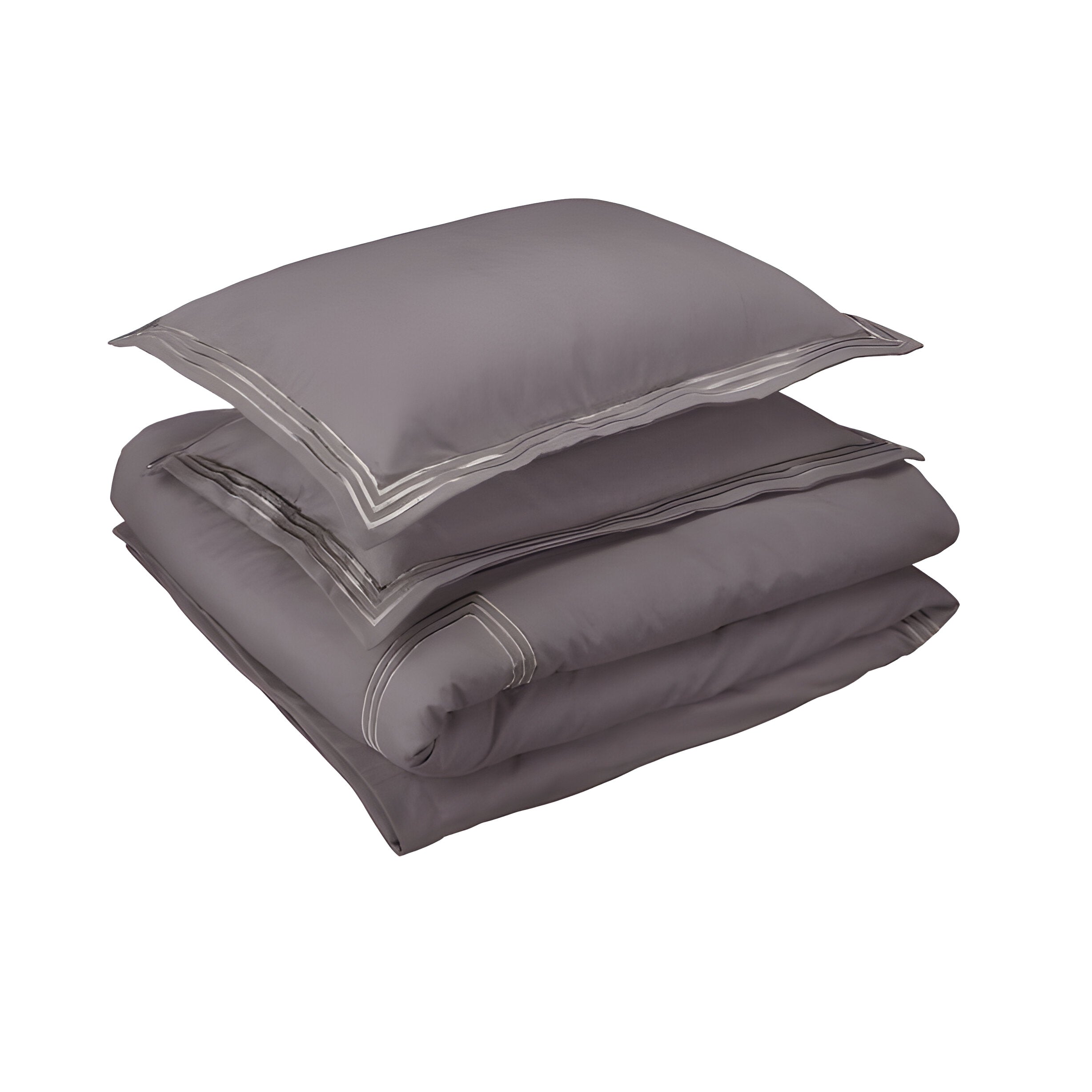 400TC Cotton Luxurious Triple Embroidery Sateen Solid Duvet Cover Set