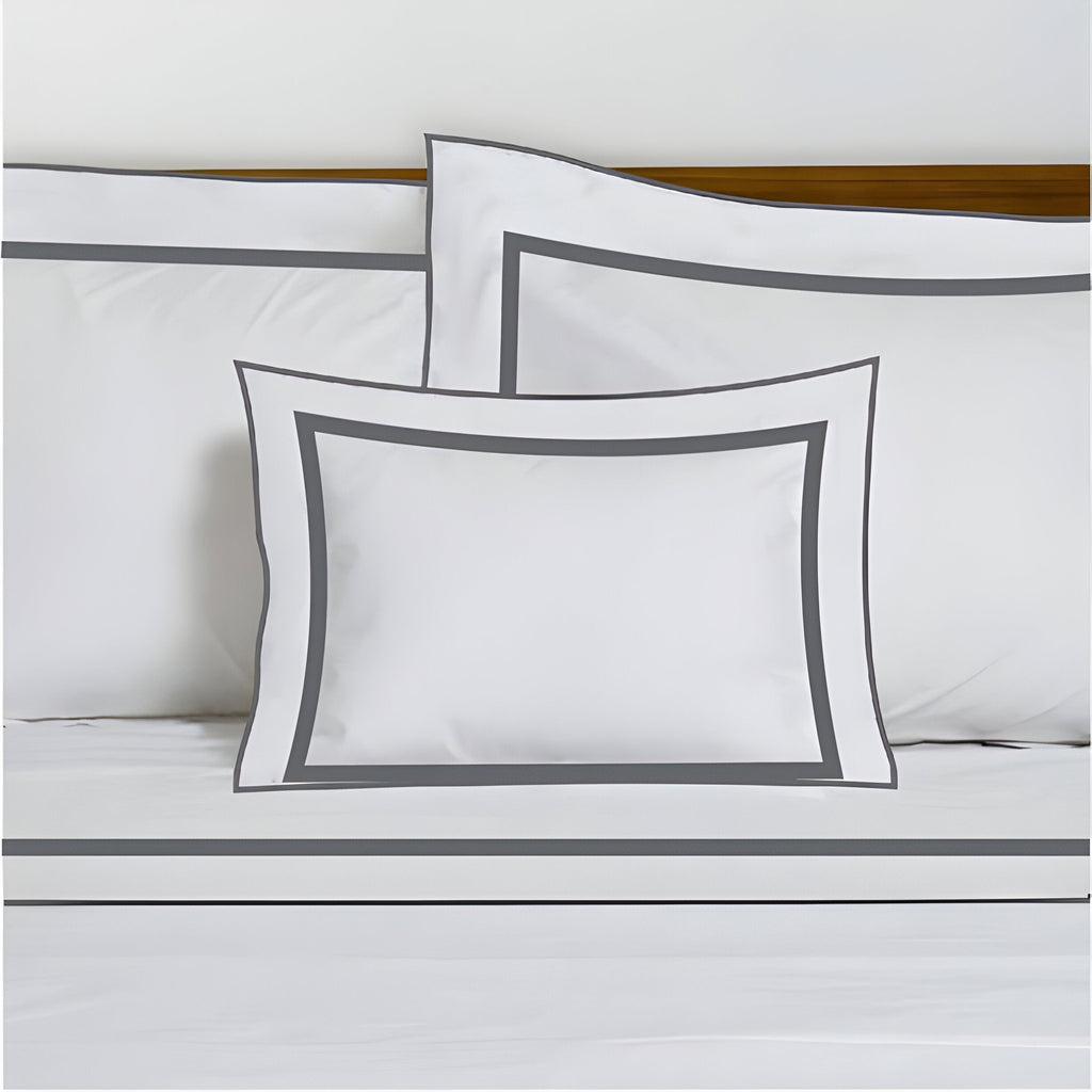 400TC Embroidery & Border Cotton Sateen Solid Duvet Cover Set