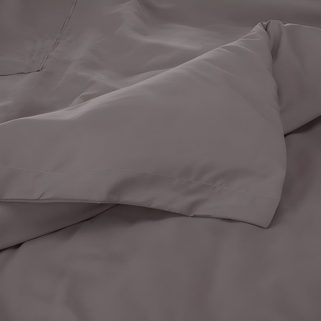 400TC Cotton Luxurious Single Embroidery Sateen Solid Duvet Cover Set