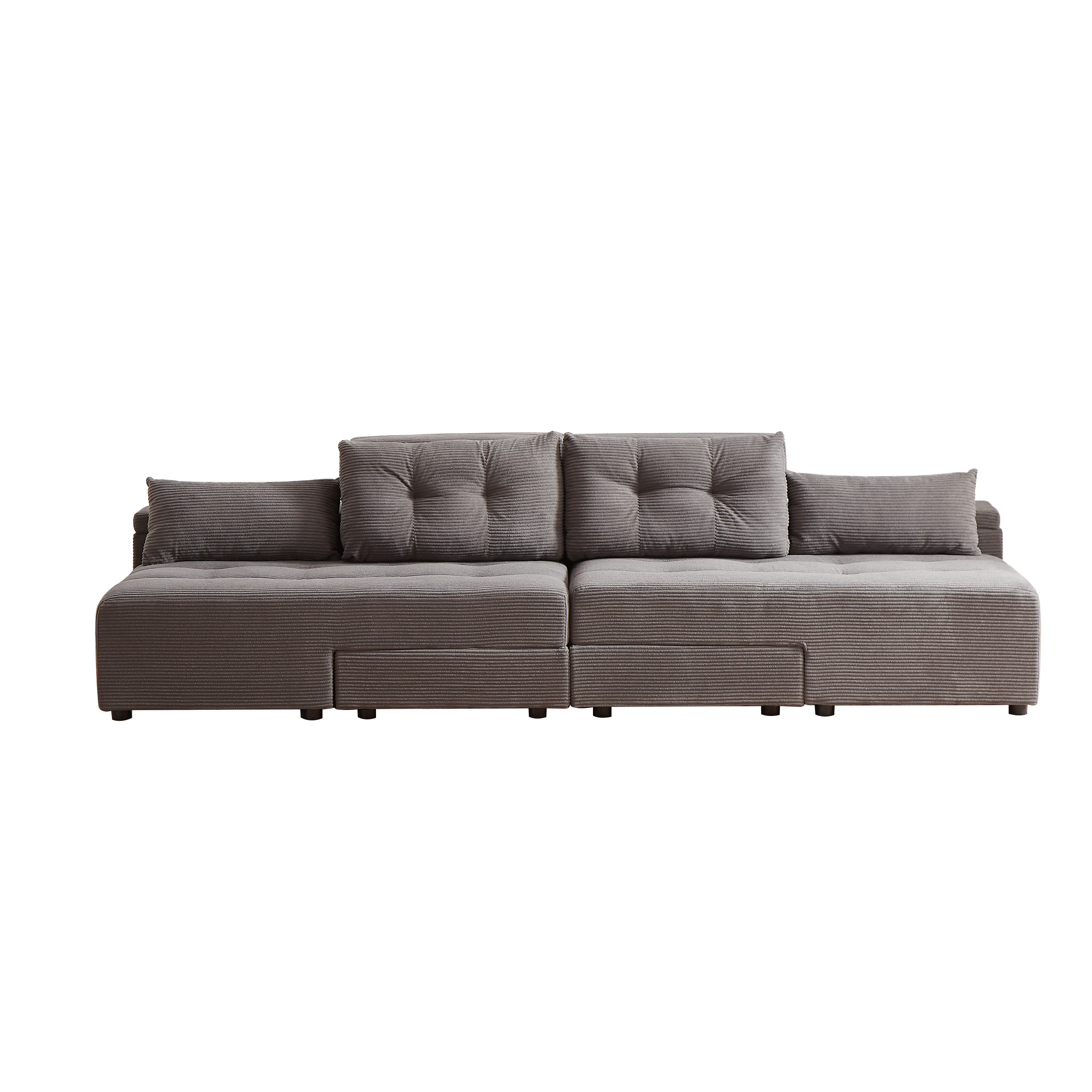 Convertible 3 in 1 Sleeper Sofa and Sectional Sofa with 4 Storage Space for Living Room,Corduroy Couch With 4 pillows,Corduroy