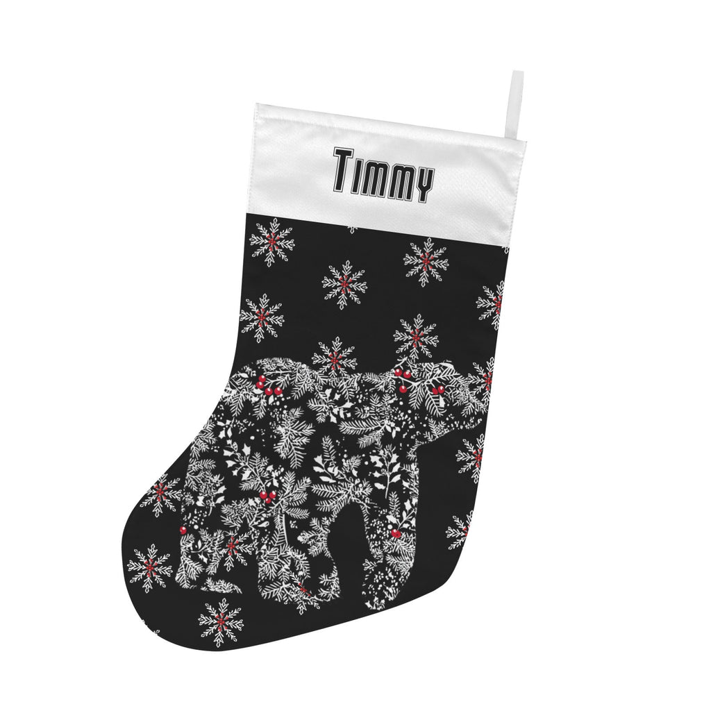 Personalizable Chinoiserie Polar Bear Black Christmas Stocking (Made in USA)