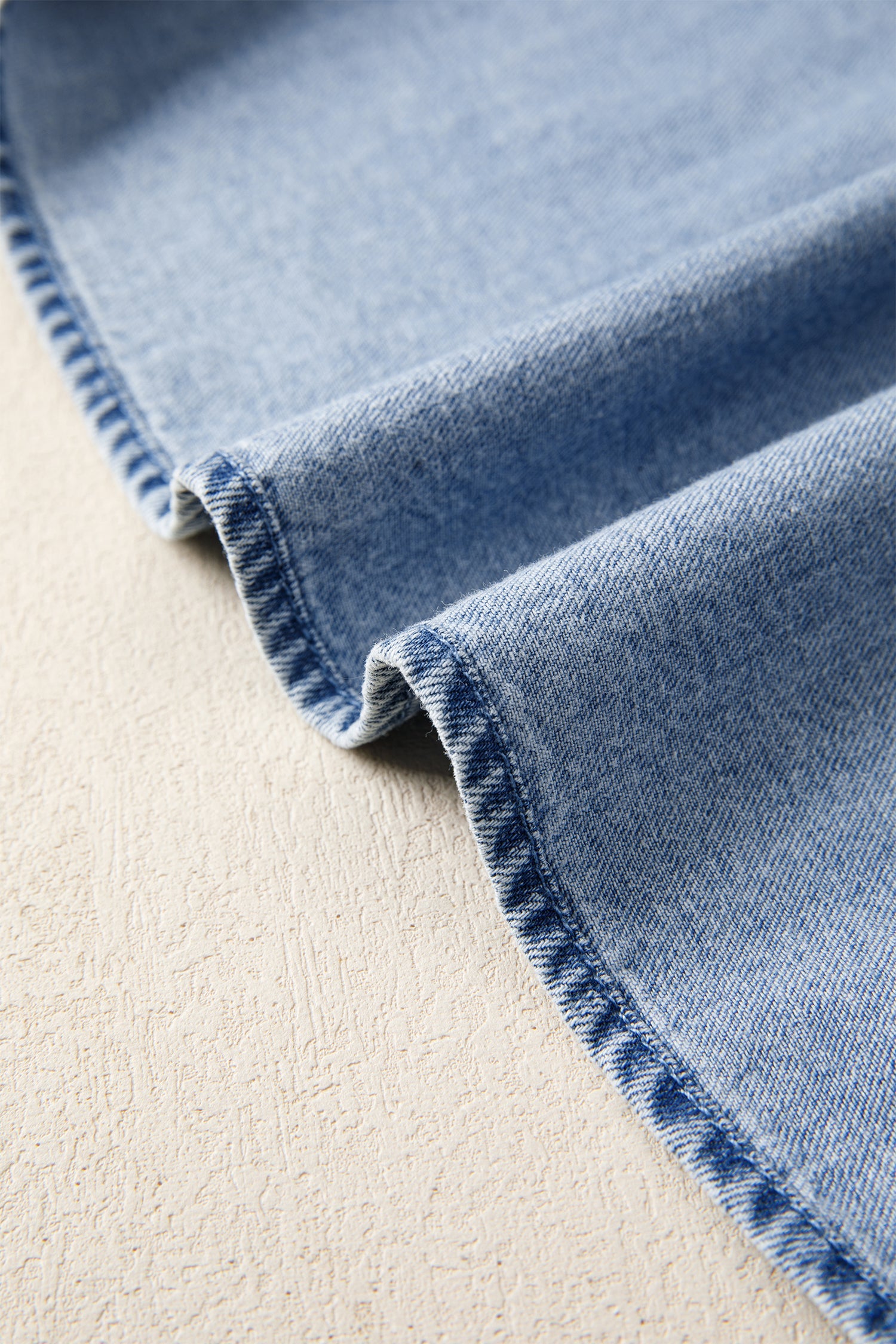 Denim Puff Sleeve Tie V-Neck Ruffle Dress