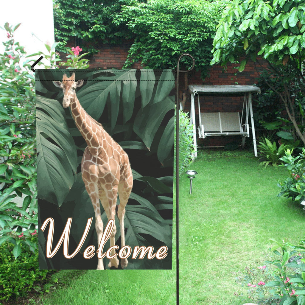 Tall Giraffe Welcome Garden Flag 12x 18 inch (Made in USA)