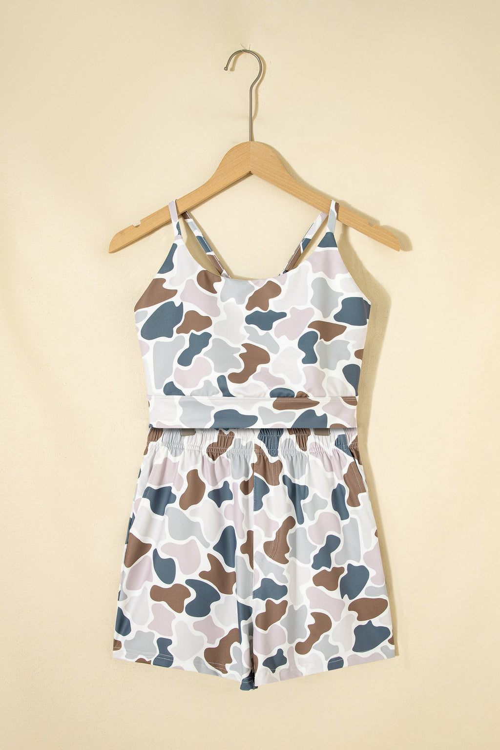 Camo Cropped Tank & Shorts Athleisure Set